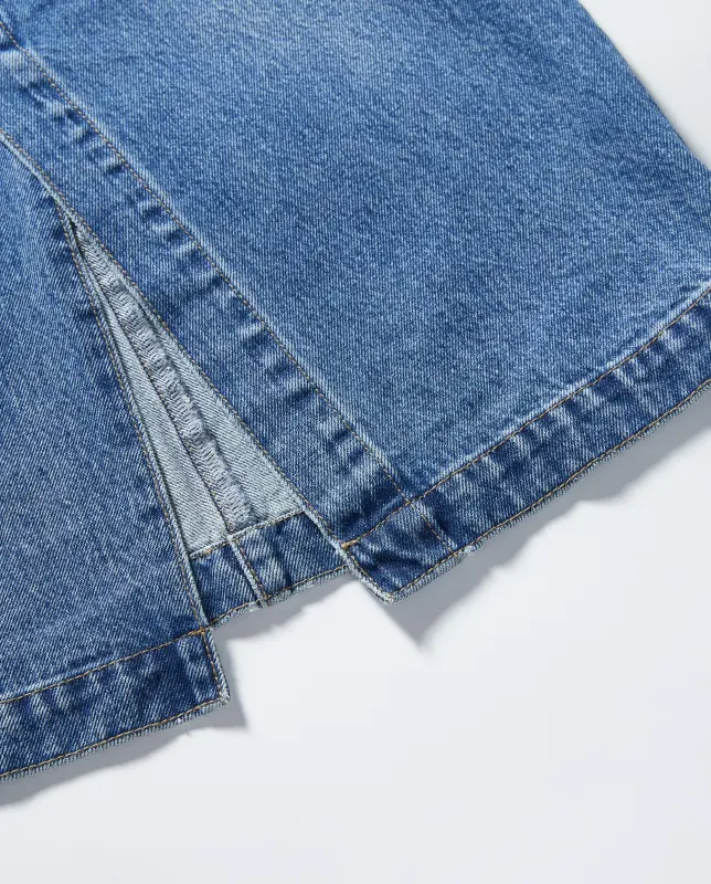 Women Jeans Blue washing color front with button fashion long skirt5152242 3