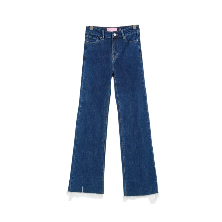 Women’s Dark-Wash Raw-Hem Straight-Leg Jeans product view 1, style 2144580
