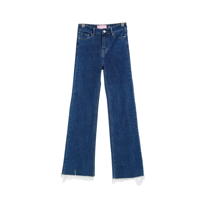 Women’s Dark-Wash Raw-Hem Straight-Leg Jeans product view 1, style 2144580