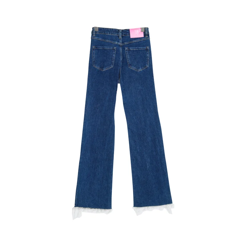 Women’s Dark-Wash Raw-Hem Straight-Leg Jeans product view 2, style 2144580