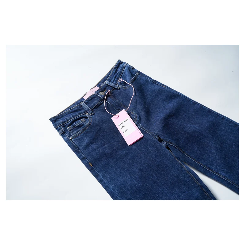 Women’s Dark-Wash Raw-Hem Straight-Leg Jeans product view 3, style 2144580