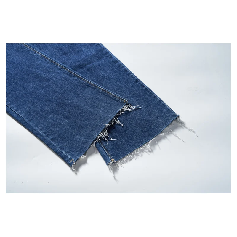 Women’s Dark-Wash Raw-Hem Straight-Leg Jeans product view 5, style 2144580