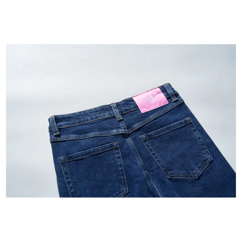 Women’s Dark-Wash Raw-Hem Straight-Leg Jeans product view 6, style 2144580