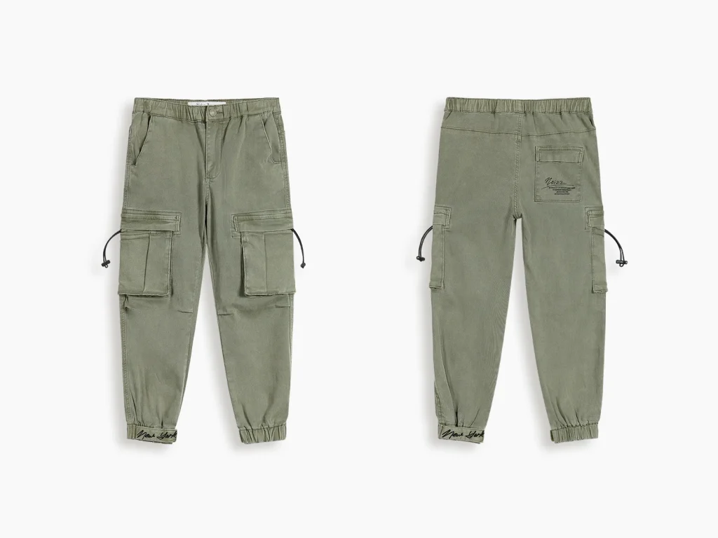 Kids’ Army-Green Drawstring Cargo Joggers — product overview, style 2D009