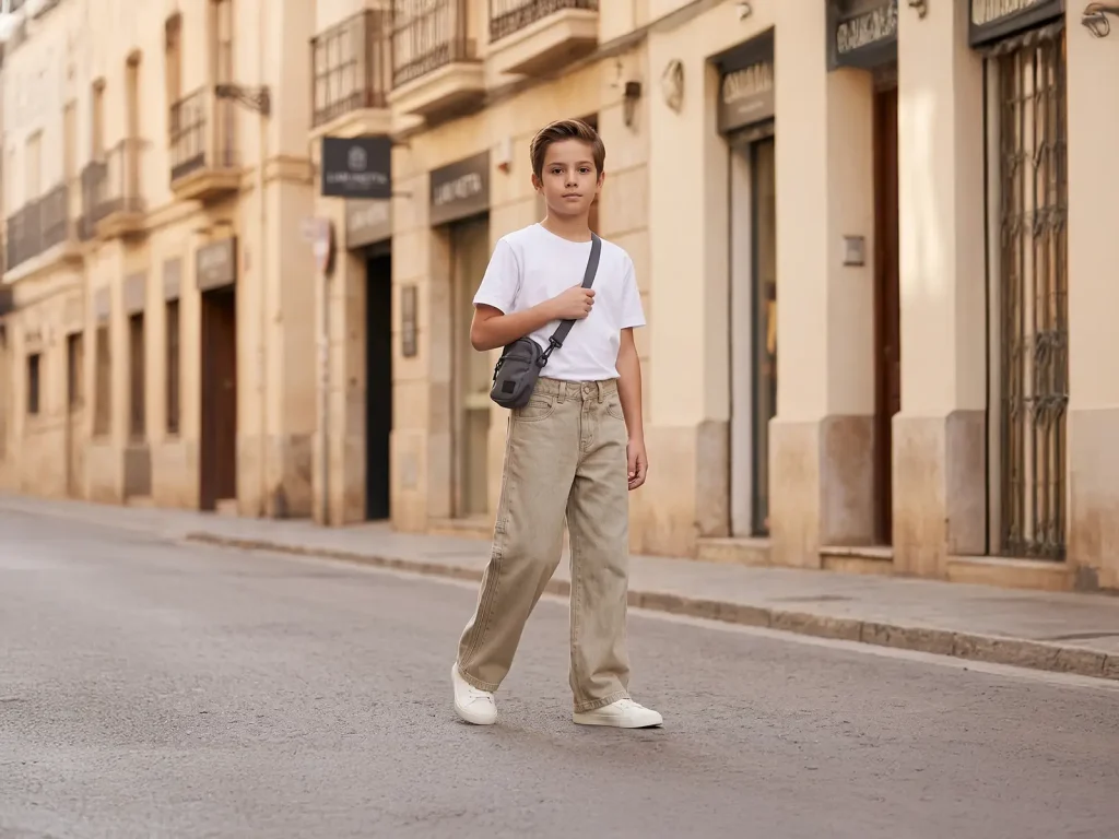 Kids’ Beige-Wash Straight-Leg Jeans — target market detail, style 2E007