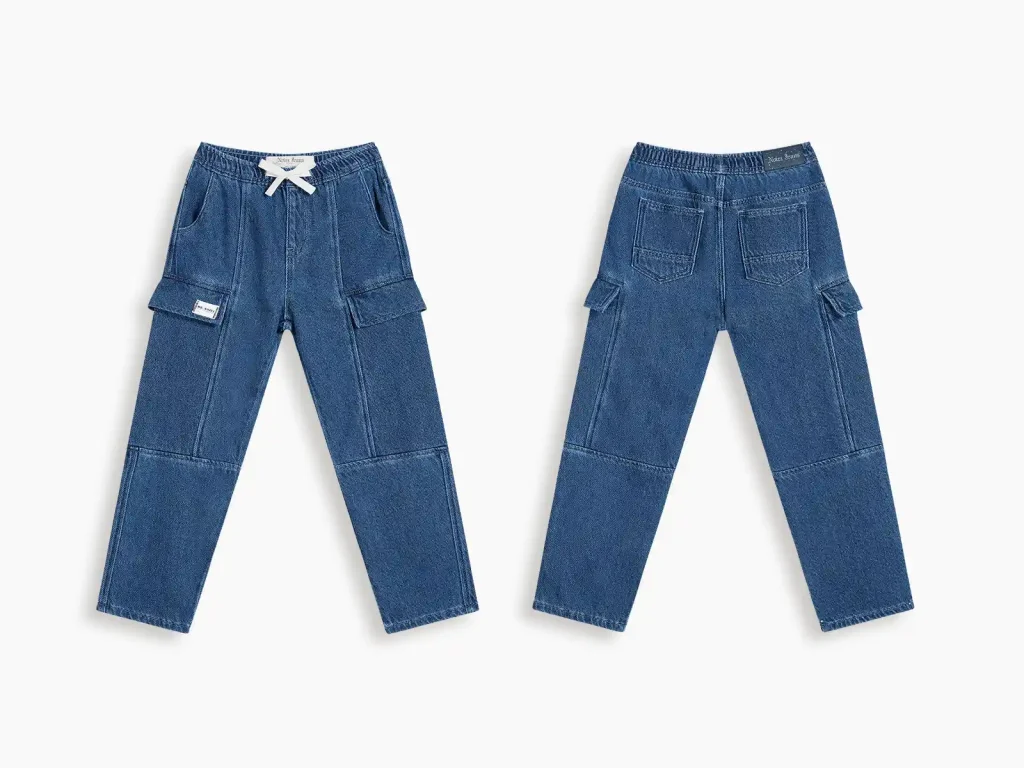Kids’ Dark-Wash Denim Cargo Pants — product overview, style 2E010