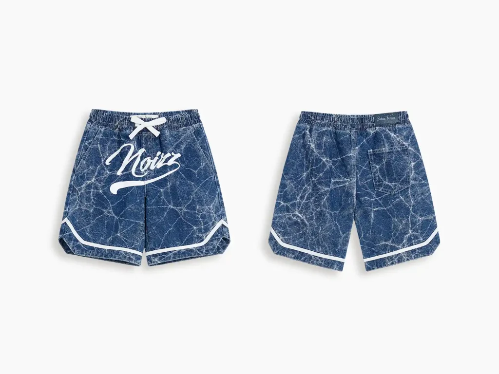 Kids’ Snow-Wash Graphic-Print Denim Shorts — product overview, style 2E300