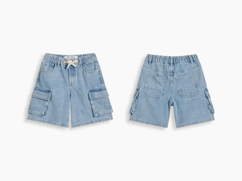 Kids’ Light-Wash Denim Cargo Bermuda Shorts — product overview, style 2E311