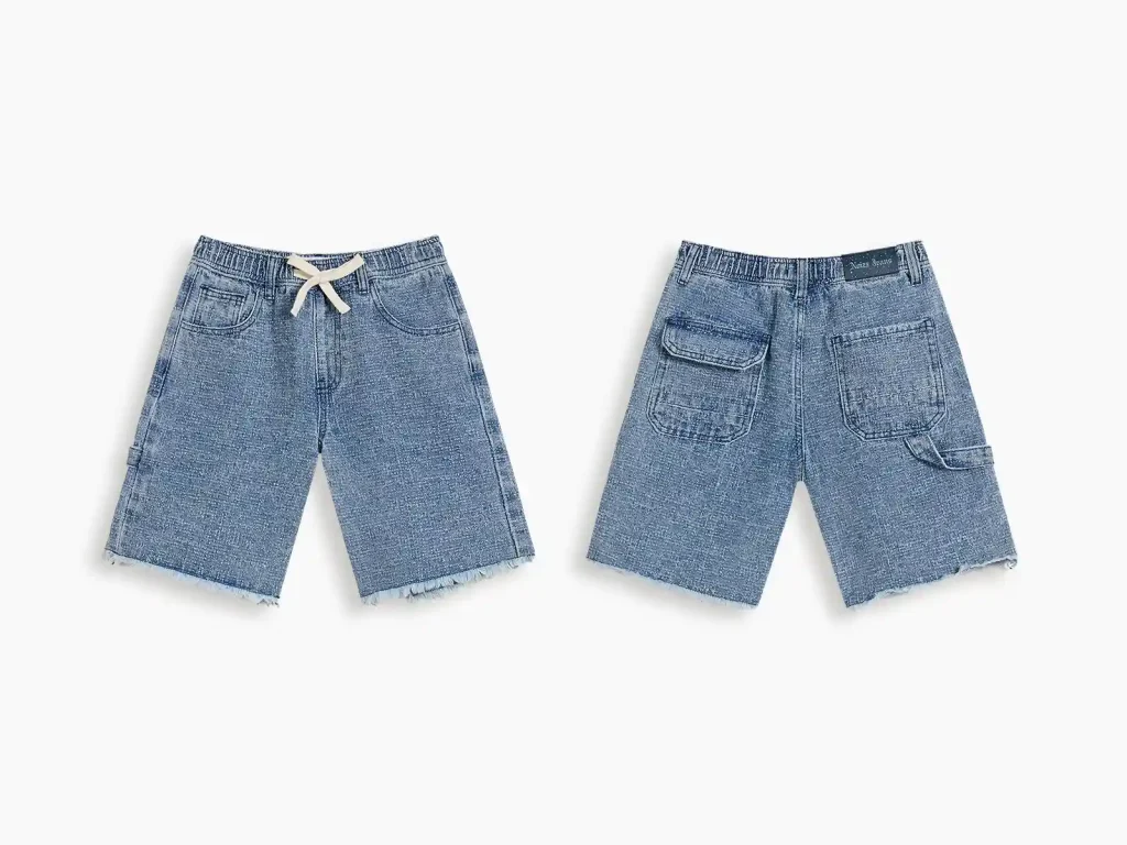 Kids’ Stone-Wash Raw-Hem Denim Bermuda Shorts — product overview, style 2E325