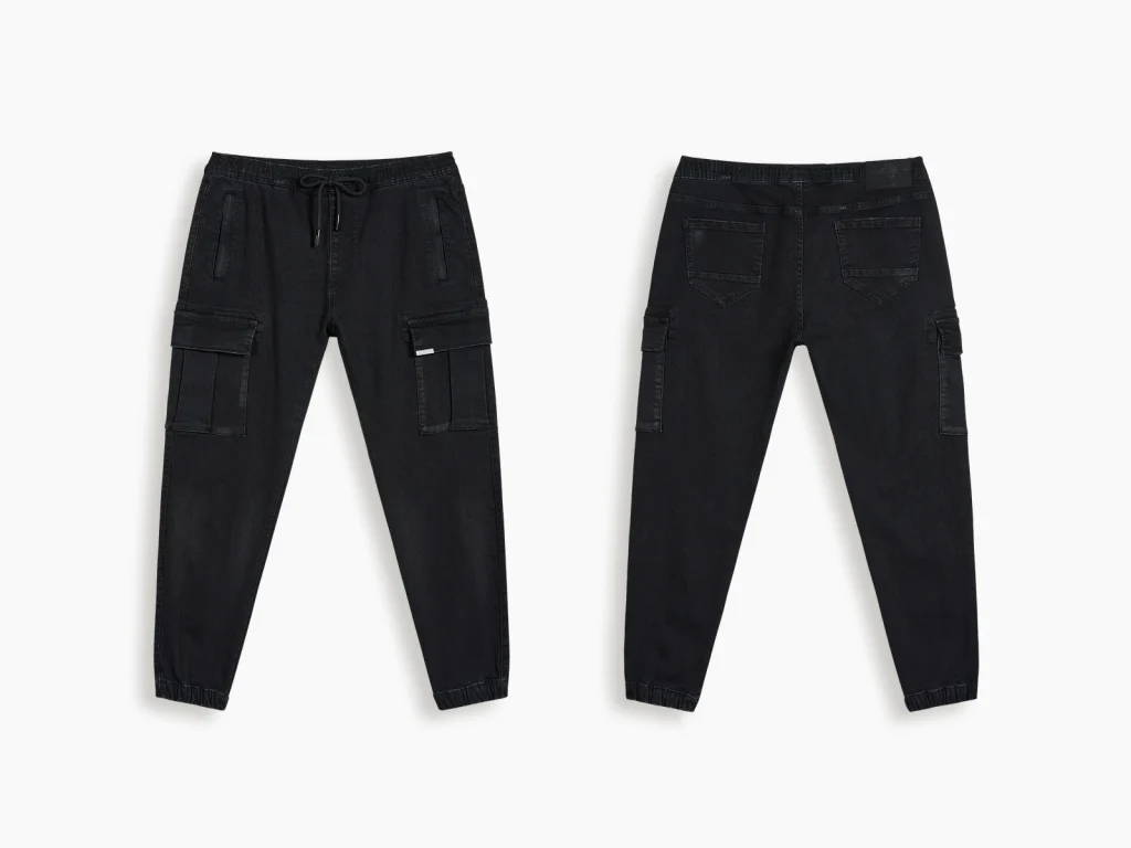 Kids’ Black Stretch-Denim Cargo Joggers — product overview, style 2E813