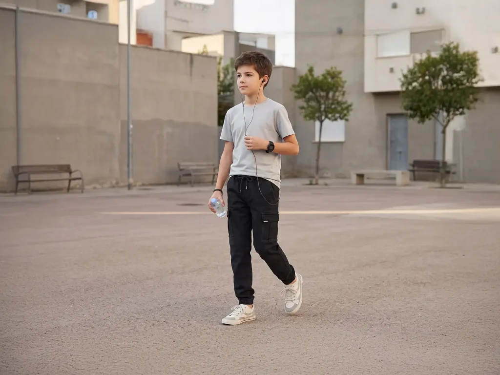 Kids’ Black Stretch-Denim Cargo Joggers — target market detail, style 2E813
