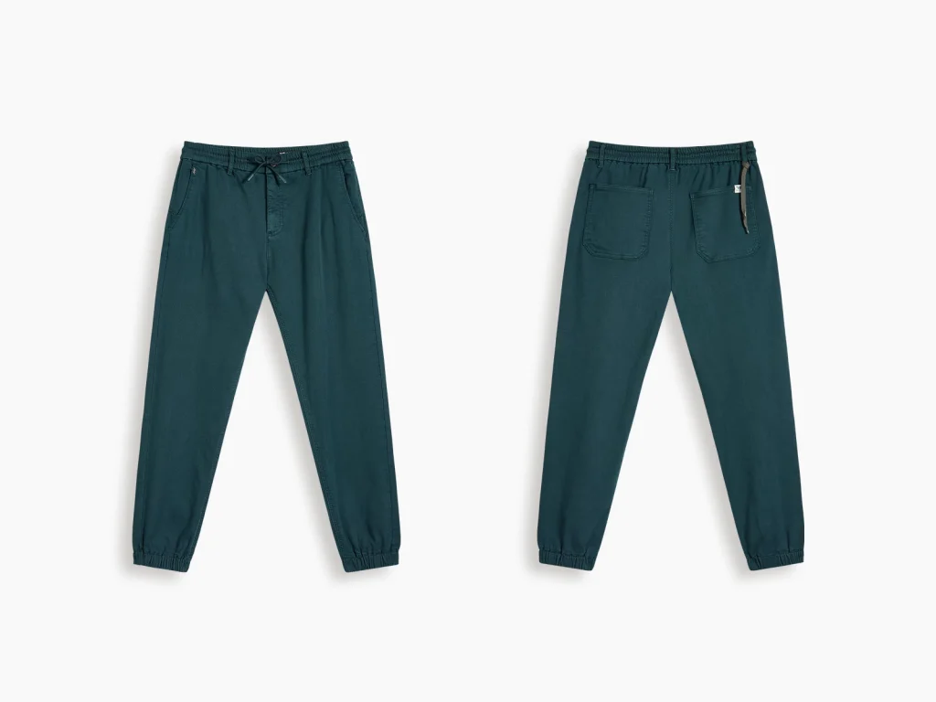 Teal denim jogger pants manufacturer overview, style 4264553