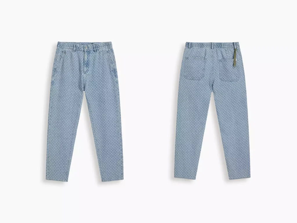 Bubble grid jacquard denim pants manufacturer overview, style 4264567