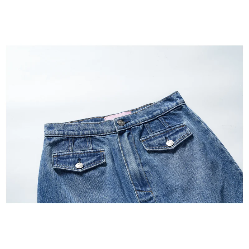 Women’s Vintage-Wash Front-Slit Denim Midi Skirt product view 4, style 5152242