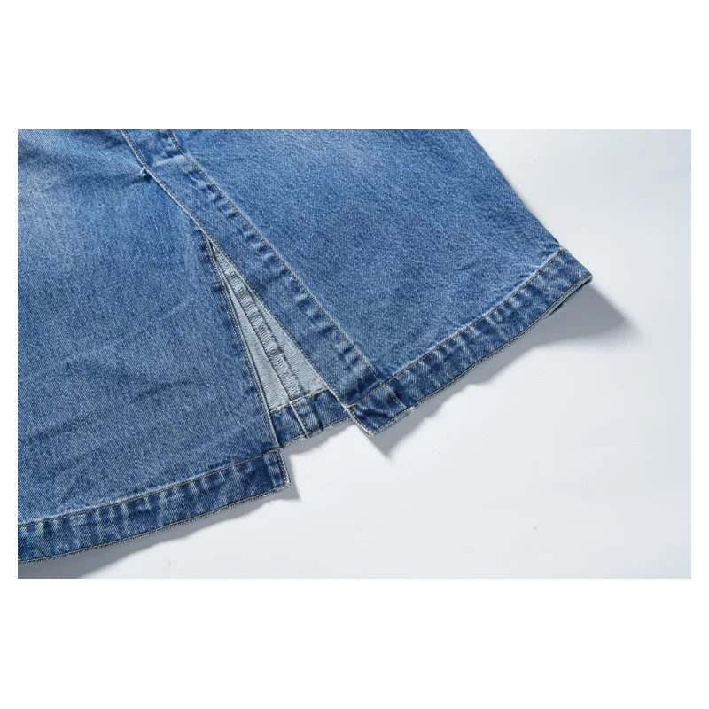 Women’s Vintage-Wash Front-Slit Denim Midi Skirt product view 5, style 5152242