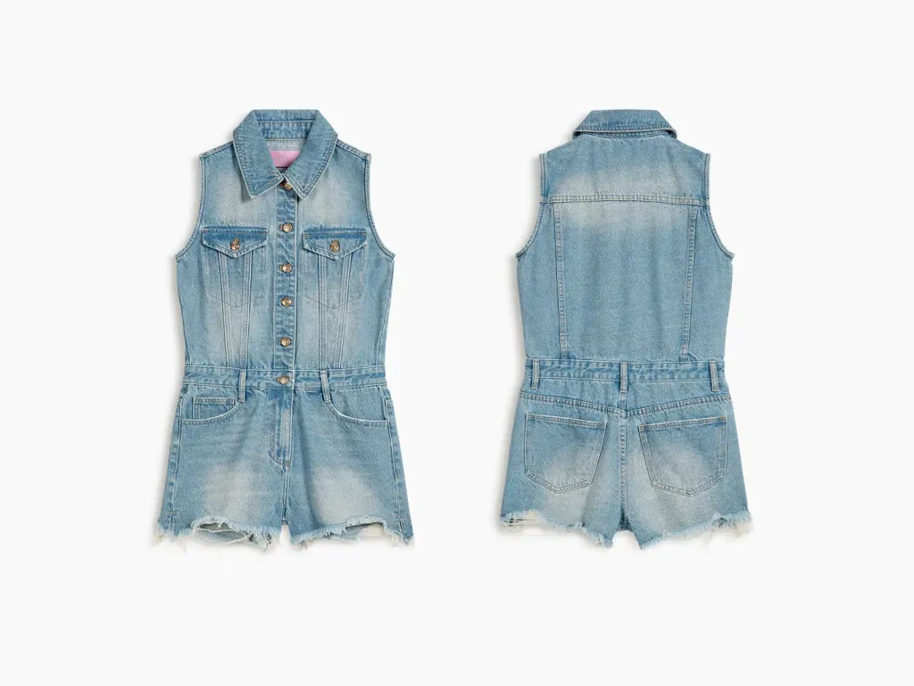 Light Wash Sleeveless Denim Romper product overview, style 56162