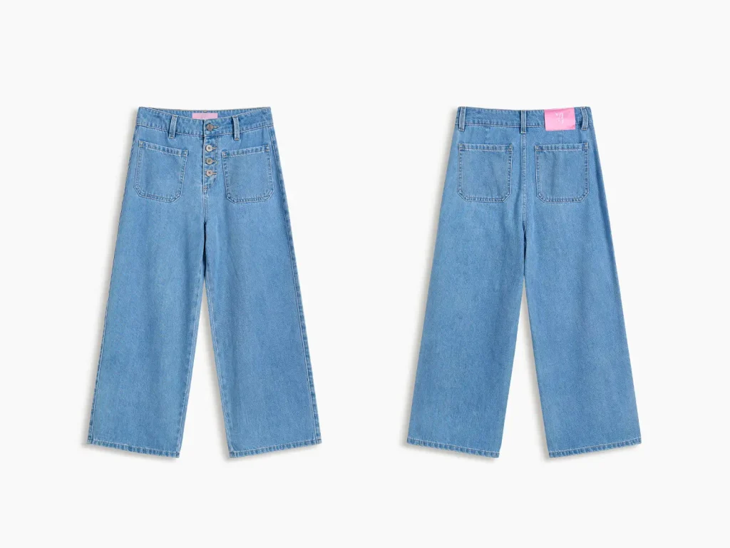 Light Wash Button-Fly Wide-Leg Jeans product overview, style 58002