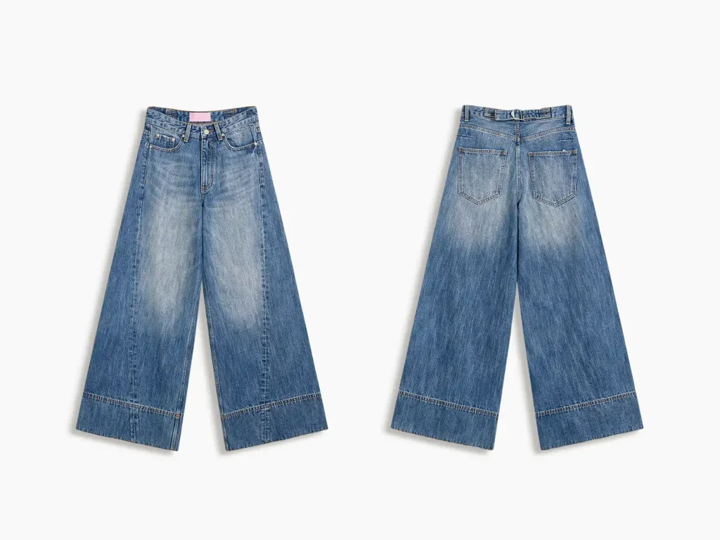 Vintage Wash Cuffed Cropped Wide-Leg Jeans product overview, style 58006