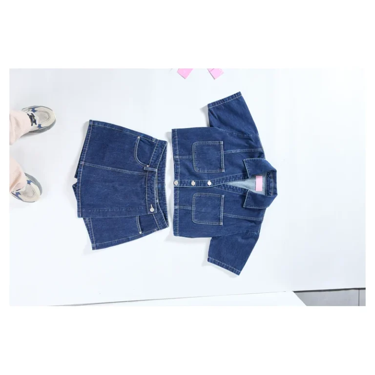 Women’s Dark-Wash Cropped Shirt and Denim Skort Set product view 1, style 58013