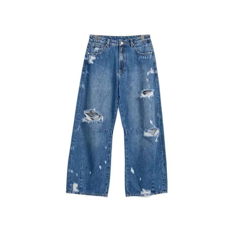 Women’s Dark-Wash Ripped Cropped Wide-Leg Jeans product view 1, style 58017