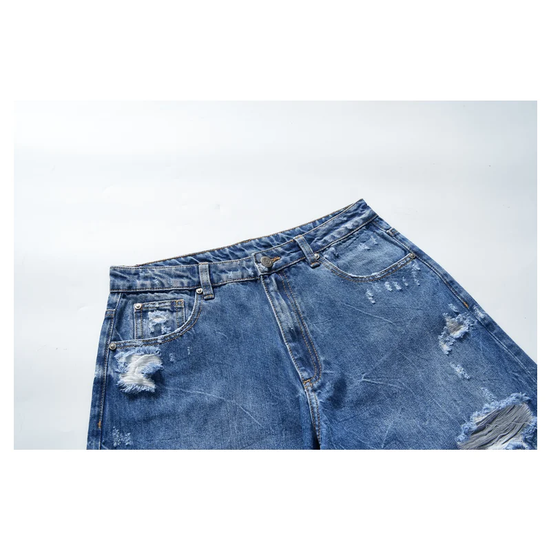 Women’s Dark-Wash Ripped Cropped Wide-Leg Jeans product view 4, style 58017