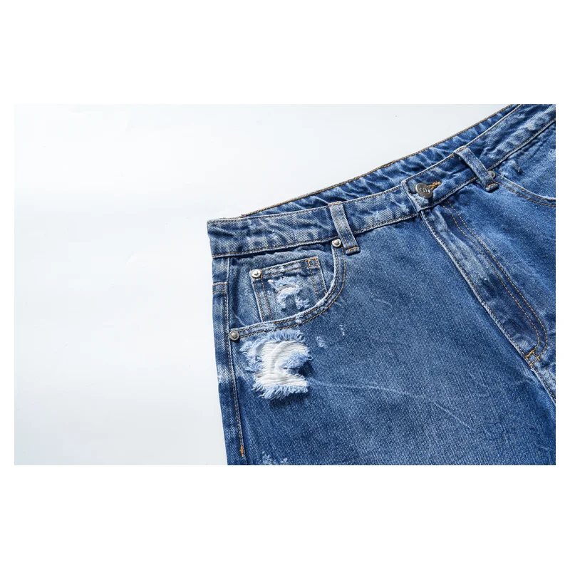 Women’s Dark-Wash Ripped Cropped Wide-Leg Jeans product view 5, style 58017