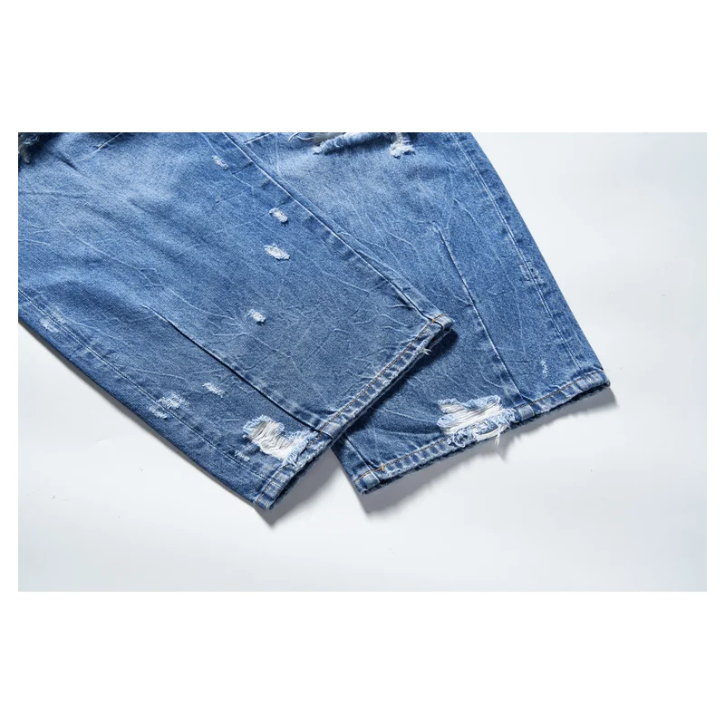 Women’s Dark-Wash Ripped Cropped Wide-Leg Jeans product view 6, style 58017