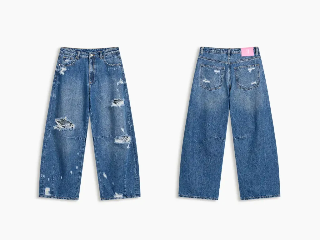 Women’s Dark-Wash Ripped Cropped Wide-Leg Jeans product overview, style 58017