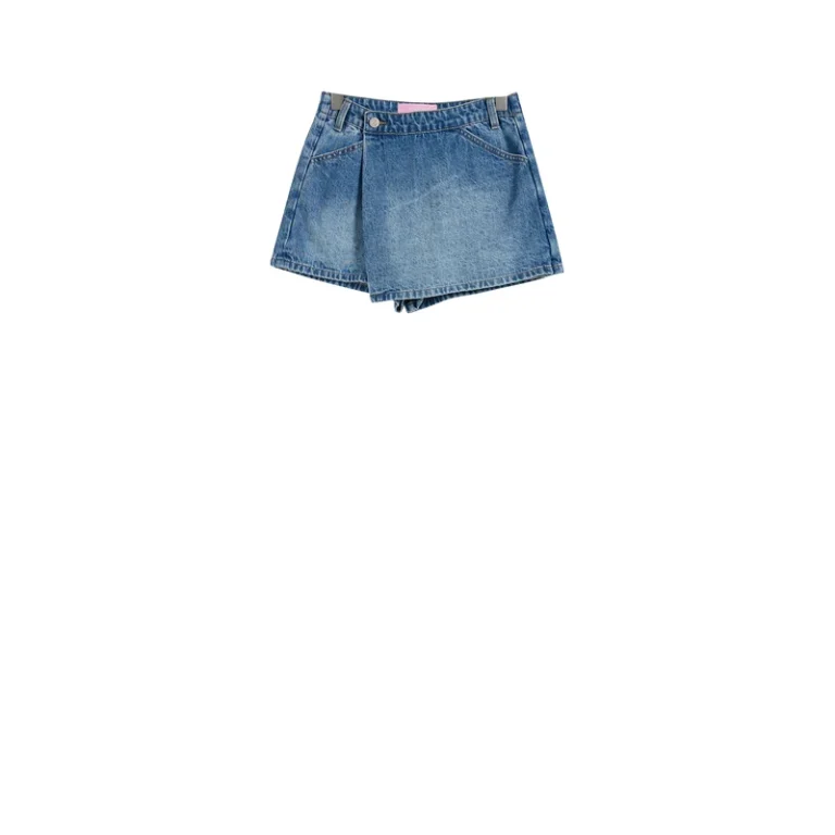 Women’s Vintage-Wash Wrap-Front Denim Skort product view 1, style 58021