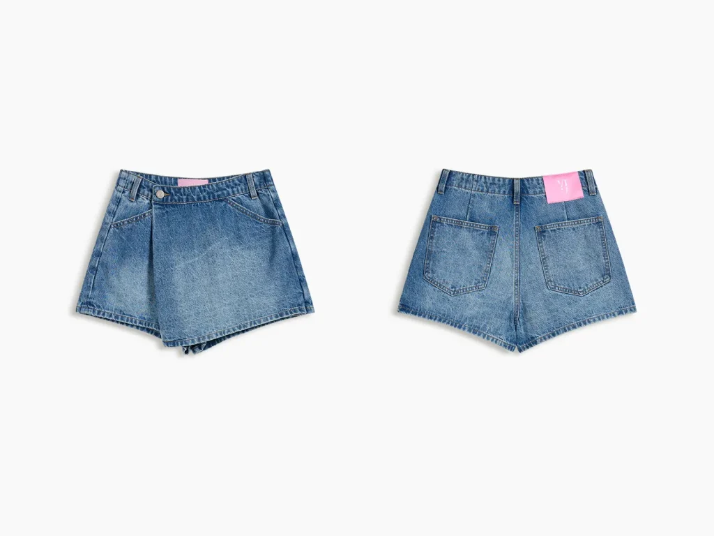 Women’s Vintage-Wash Wrap-Front Denim Skort product overview, style 58021