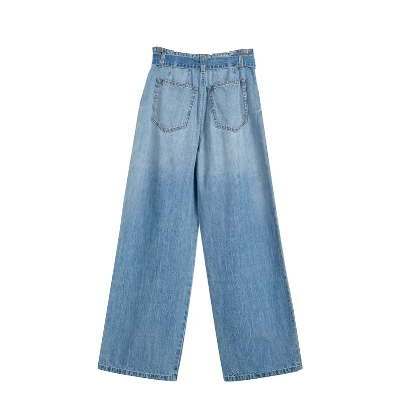 Women’s Light-Wash Belted Wide-Leg Jeans product view 2, style 58023-34