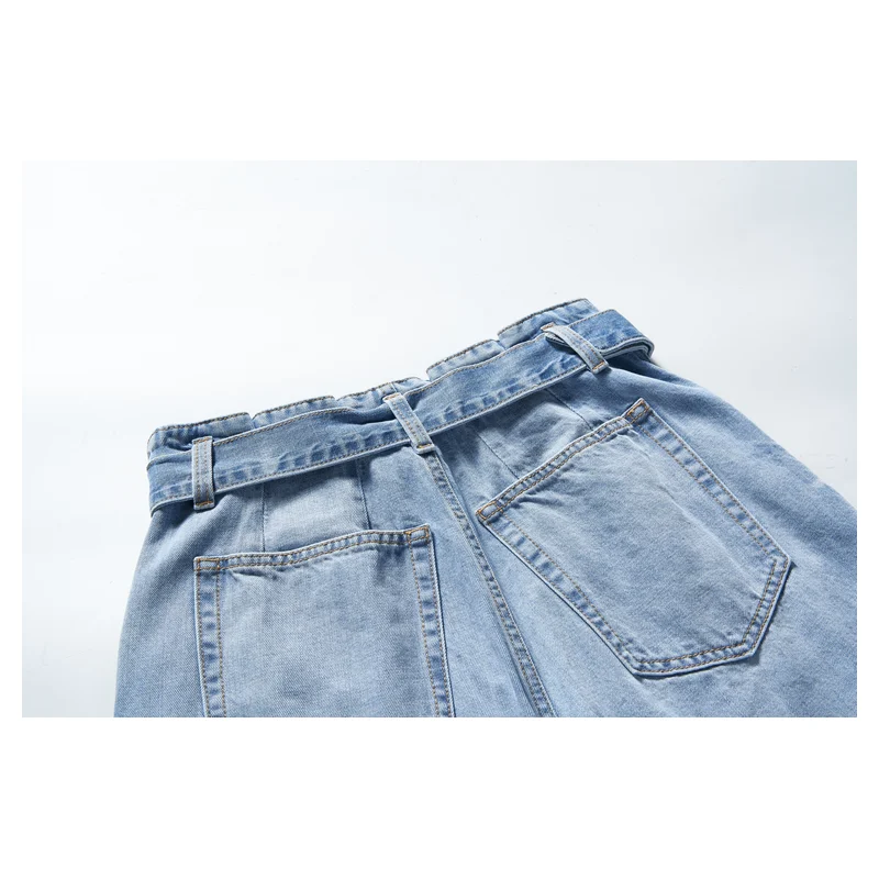 Women’s Light-Wash Belted Wide-Leg Jeans product view 6, style 58023-34