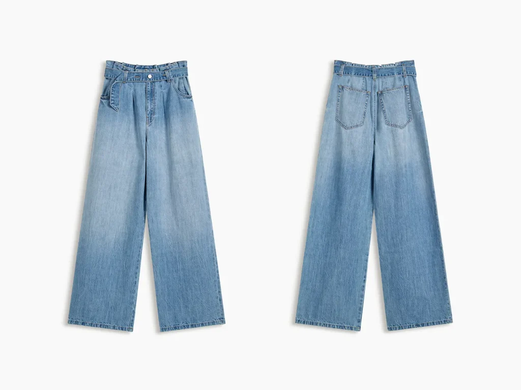 Women’s Light-Wash Belted Wide-Leg Jeans product overview, style 58023-34