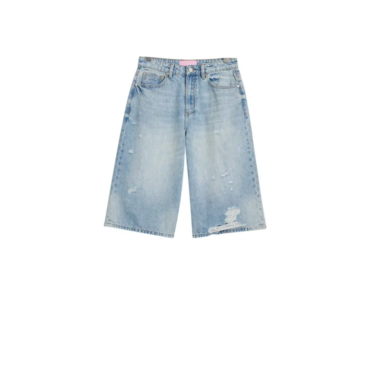 Women’s Light-Wash Ripped Denim Culottes product view 1, style 58032