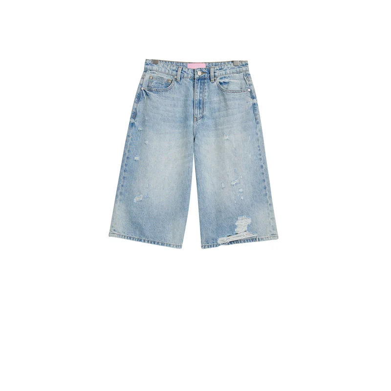 Women’s Light-Wash Ripped Denim Culottes product view 1, style 58032