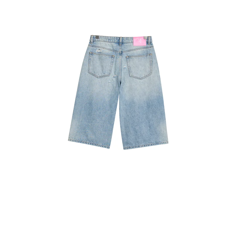 Women’s Light-Wash Ripped Denim Culottes product view 2, style 58032