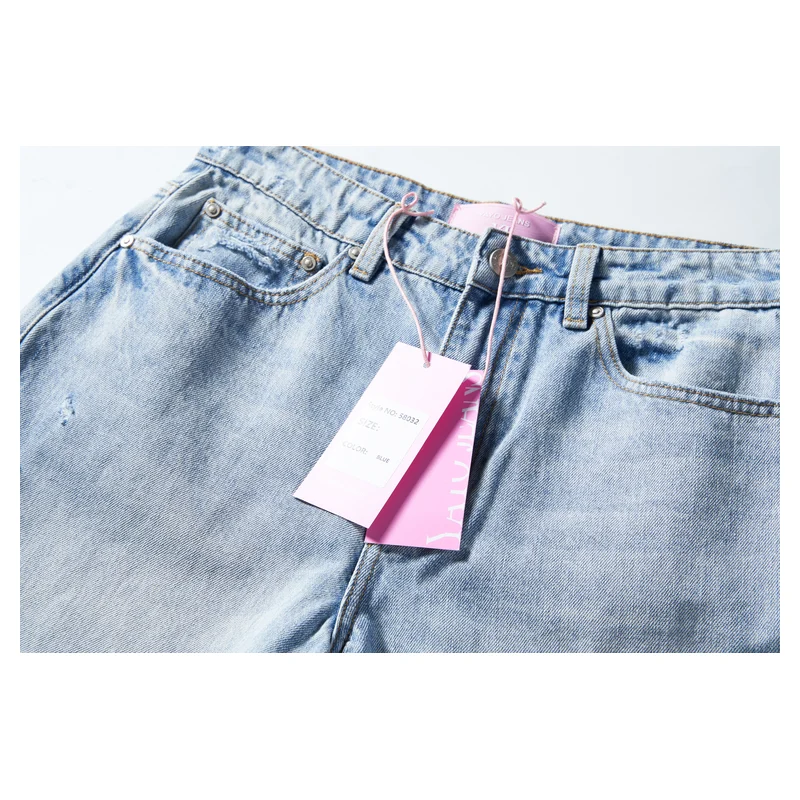 Women’s Light-Wash Ripped Denim Culottes product view 3, style 58032