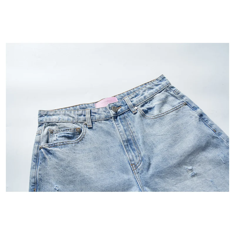 Women’s Light-Wash Ripped Denim Culottes product view 4, style 58032
