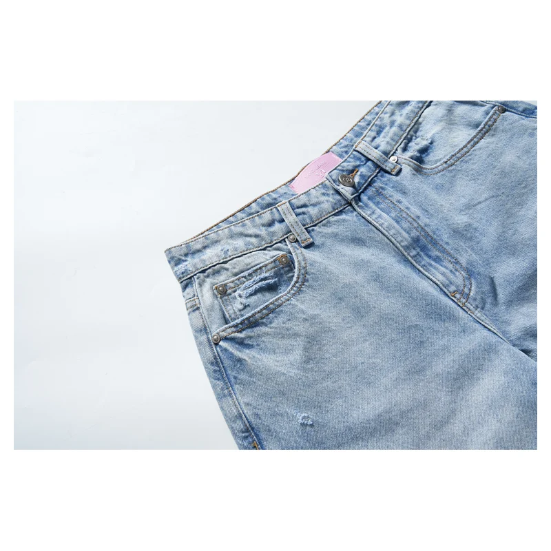 Women’s Light-Wash Ripped Denim Culottes product view 6, style 58032