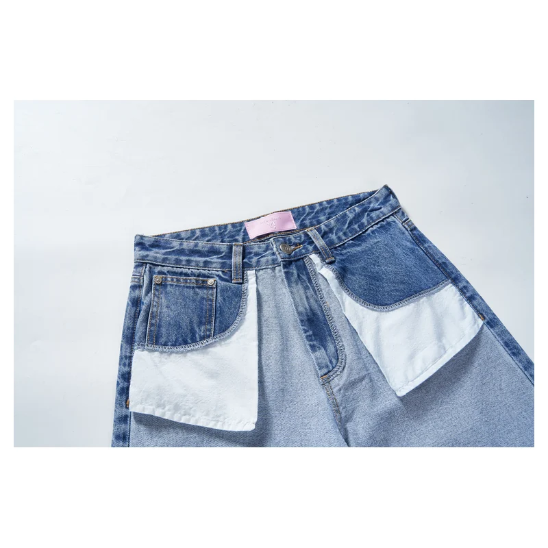 Women’s Two-Tone Patchwork Denim Jacket and Jeans Set product view 3, style 58057