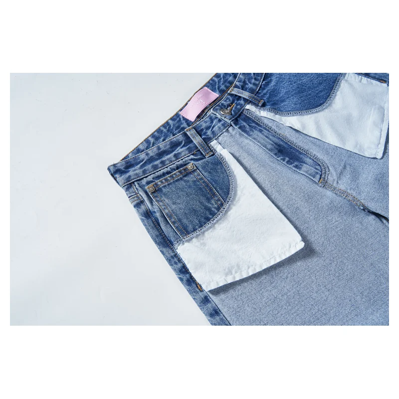 Women’s Two-Tone Patchwork Denim Jacket and Jeans Set product view 6, style 58057