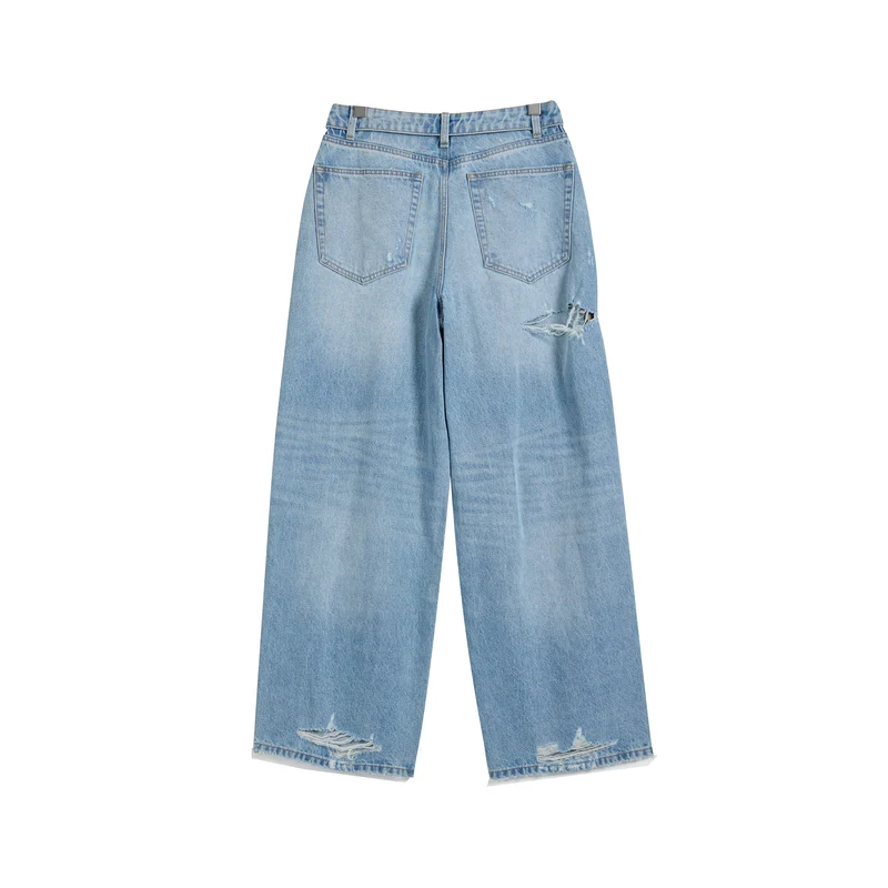 Women’s Light-Wash Ripped Wide-Leg Jeans product view 2, style 58063-36