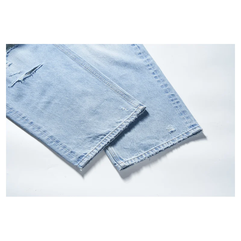 Women’s Light-Wash Ripped Wide-Leg Jeans product view 4, style 58063-36