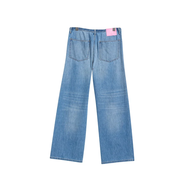 Women’s Light-Wash Drawstring Wide-Leg Jeans product view 2, style 58066