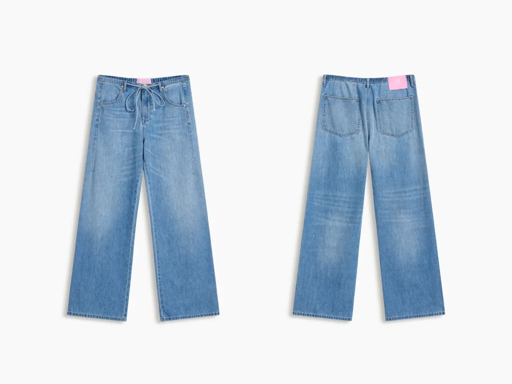 Women’s Light-Wash Drawstring Wide-Leg Jeans product overview, style 58066