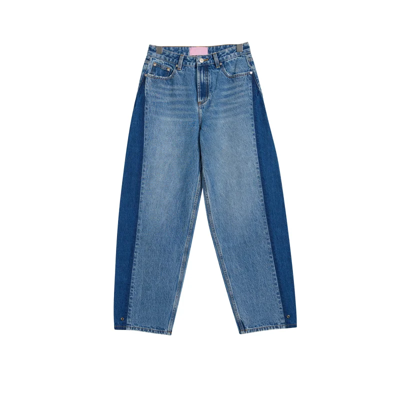 Women’s Two-Tone Side-Panel Straight-Leg Jeans product view 1, style 58073