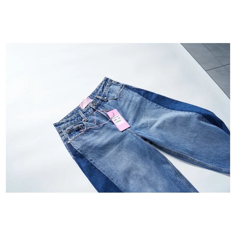 Women’s Two-Tone Side-Panel Straight-Leg Jeans product view 3, style 58073