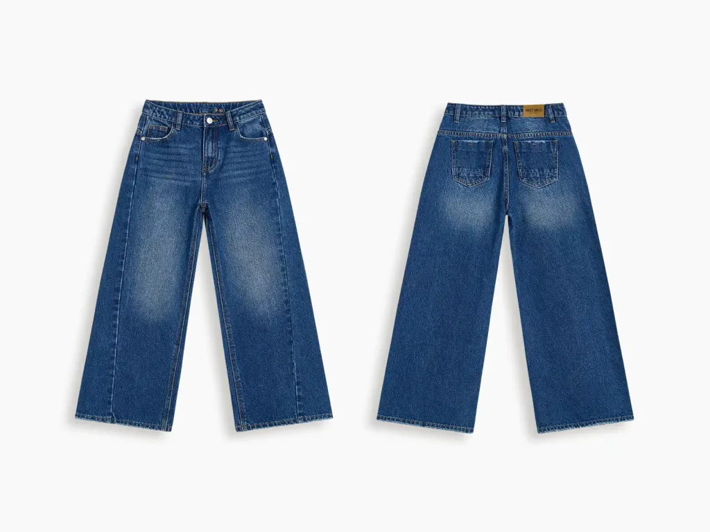 Kids’ Mid-Wash Wide-Leg Jeans — product overview, style 7E012