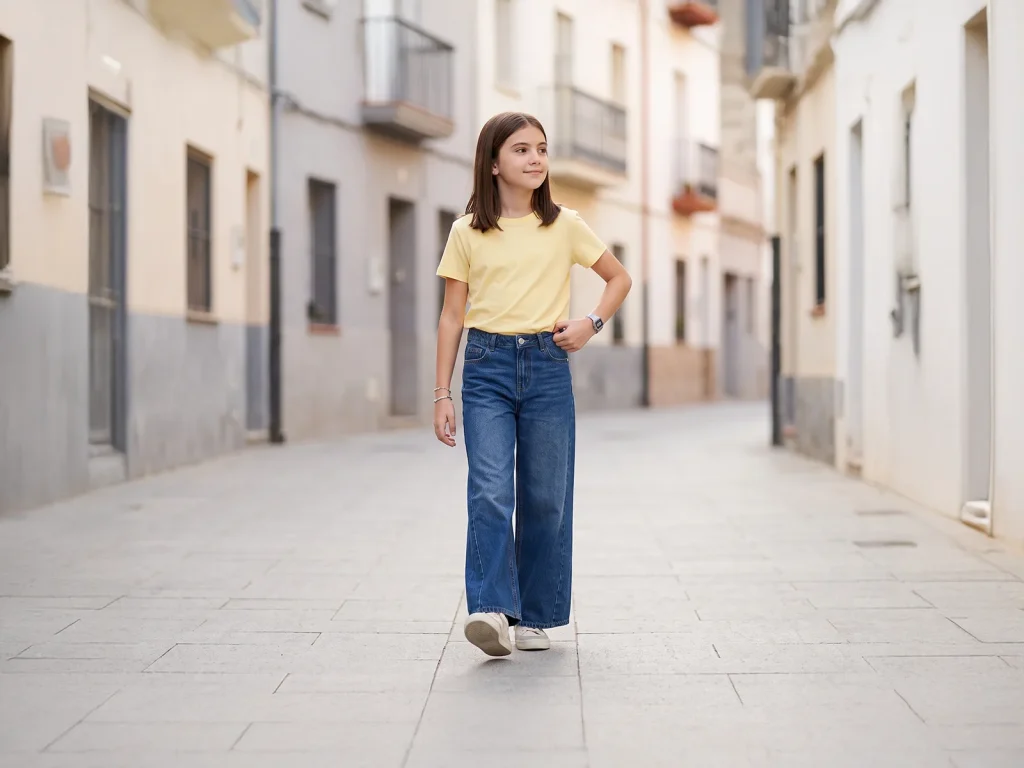 Kids’ Mid-Wash Wide-Leg Jeans — target market detail, style 7E012