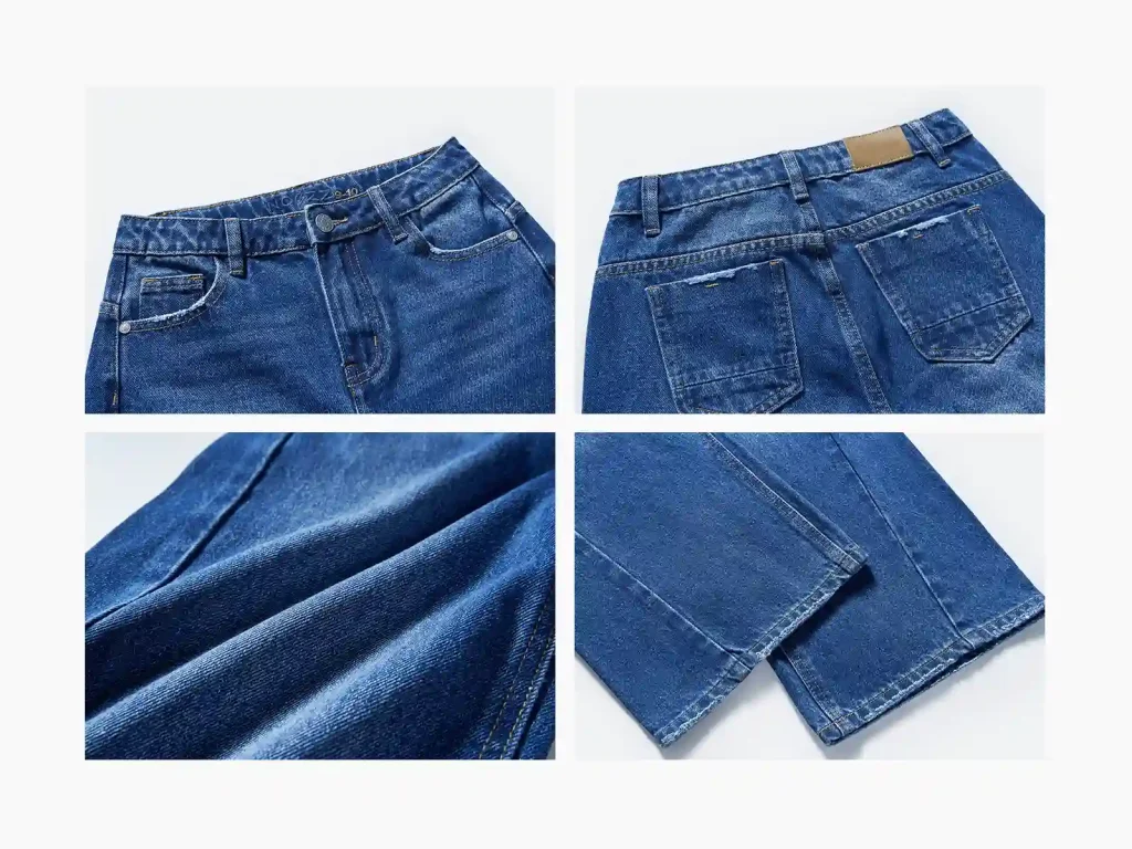 Kids’ Mid-Wash Wide-Leg Jeans — wash and construction detail, style 7E012